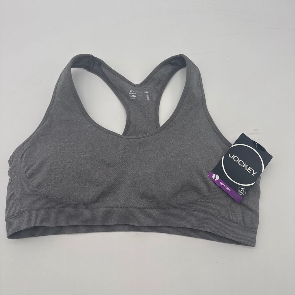JOCKEY Gray Seamless Sports Bra XXL Removable Cups
